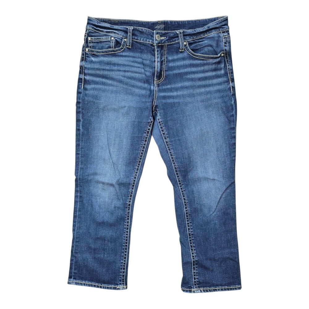 Daytrip Womens Size 32 Virgo Mid Rise Denim Capri Crop Jeans Medium Wash Stretch